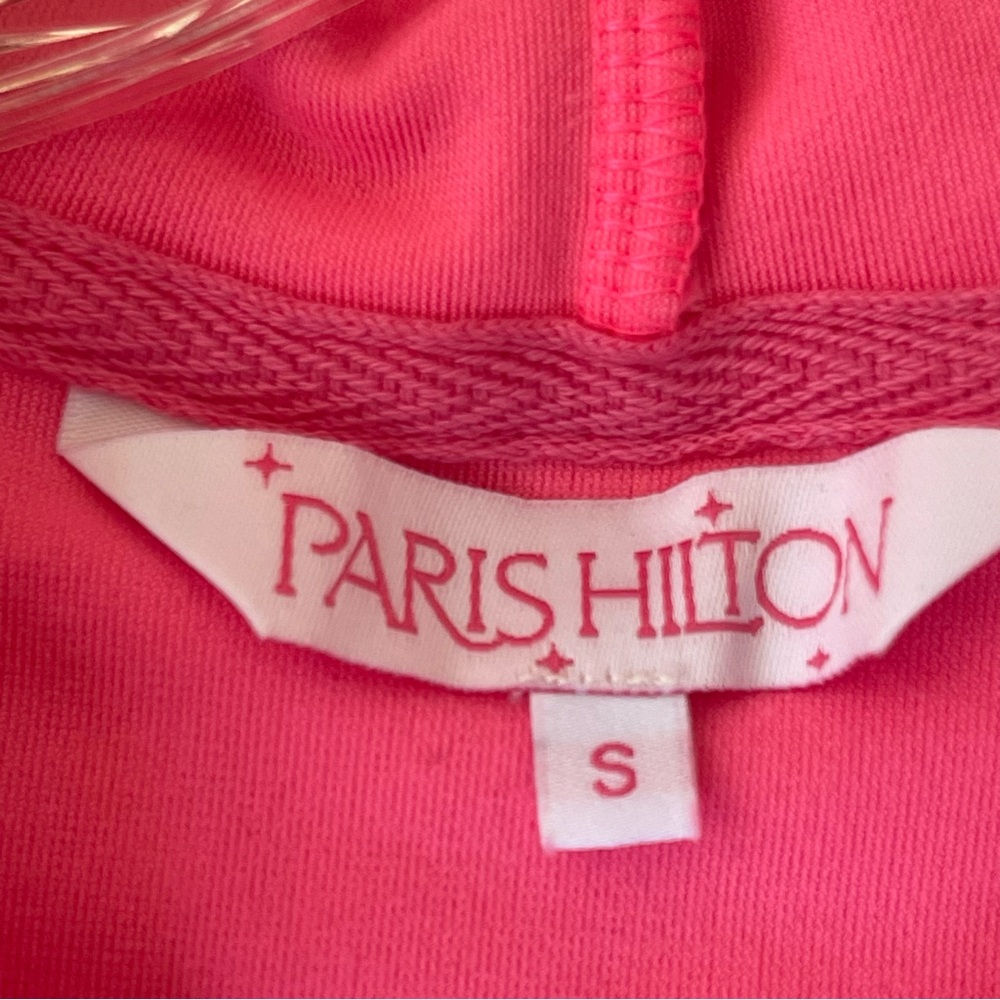 PARIS HILTON “that’s hot” rhinestone valour hot pink hoodie sweater - Picture 7 of 12
